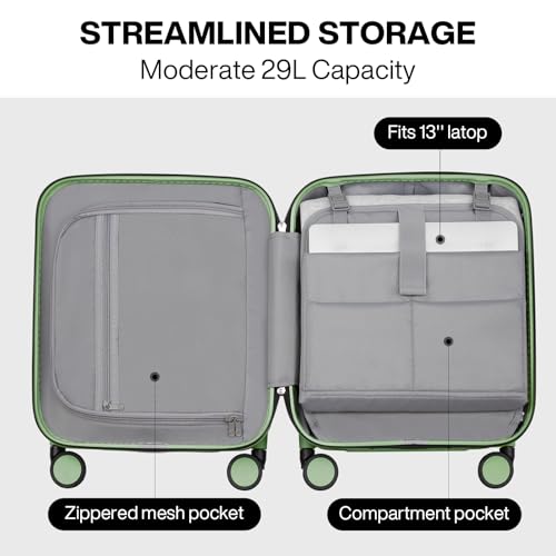 mixi Underseat Carry on Luggage 16 Inch Hardshell PC Suitcase with Spinner Wheels TSA Lock for Travel, Avocado Green - color: Avocado Green TSA2, size: 16-inch