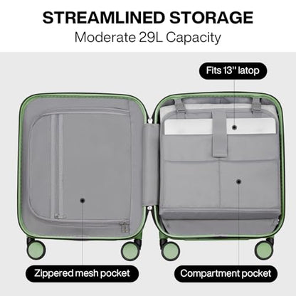 mixi Underseat Carry on Luggage 16 Inch Hardshell PC Suitcase with Spinner Wheels TSA Lock for Travel, Avocado Green - color: Avocado Green TSA2, size: 16-inch