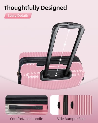 Checked Luggage, 24 Inch Expandable with Spinner Wheels, TSA Lock, Lightweight Travel Suitcase with Large Capacity - color: Blush Cloud, size: 24inch
