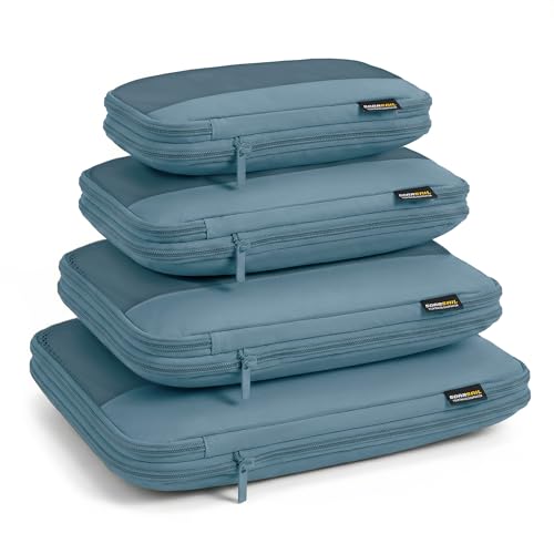 4 Piece Compression Packing Cubes for 3–7 Day Travel, Gray Blue - color: Gray Blue, size: 4 Pack