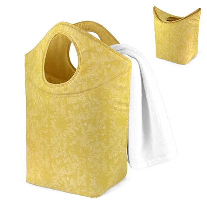 18x17x9.5" Laundry Hamper, Waterproof Fabric Small Laundry Tote - color: Earth Texture Yellow, size: 17"L x 9.5"W x 18"H