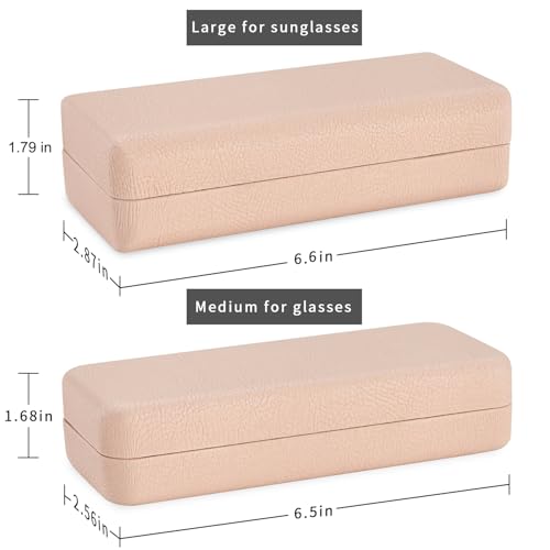 TRIUMPH VISION Sunglasses Case Hard Shell Glasses Case Eyewear Eyeglasses - color: Beige, size: Medium for eyeglasses