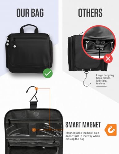 VENTURE 4TH Hanging Travel Toiletry Bag, 18 Compartments - Black - color: Black
