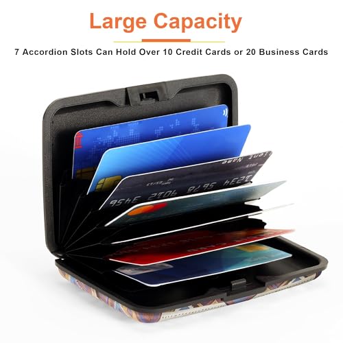Mayski Credit Card Holder for Women RFID Blocking Wallet, Boho Feathers - color: Boho Feathers
