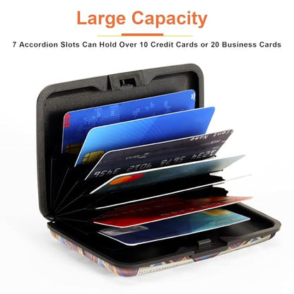 Mayski Credit Card Holder for Women RFID Blocking Wallet, Boho Feathers - color: Boho Feathers