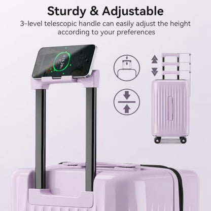 Luggage Sets 3 Piece Suitcase Spinner Hardshell TSA Lock,Purple - color: Purple