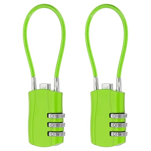 MECCANIXITY 2pcs Luggage Travel Lock 3 Digit Cable Combination Lock Green - color: Green, size: 5 Inch