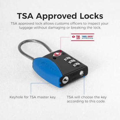 pack all TSA Approved Travel Luggage Locks, Resettable 3-Digit Code - color: Navy, size: 4 Pack