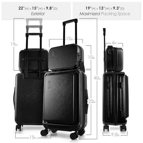 TRAVELARIM 20 Inch Carry On Luggage 22x14x9 Airline Approved Suitcase - color: Black, size: Carry-on 20 Inch