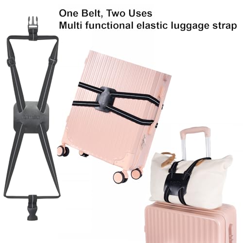 Luggage Straps for Suitcases, Travel Accessories to Connect Two Suitcase, Add A Bag Luggage Strap for Carry On Luggages Adjustable Buckle Belt (Black/Black-1pcs) - color: Black/Black-1pcs