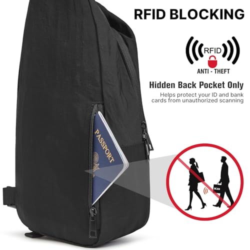G4Free Sling Bag for Men, RFID Blocking Crossbody Bag for Daily - color: black