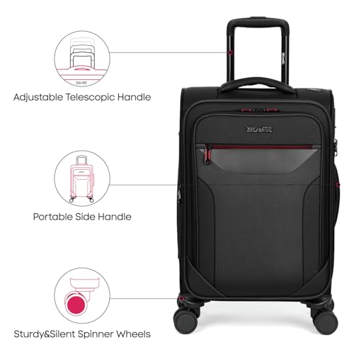 2-Piece Set(22/32in) Upright Spinner Softshell Luggage Sets - color: Black, size: 2-Piece Set (22 inch/32 inch)