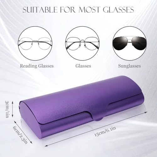 Hifot Aluminium Glasses Case, Slim Reading Glasses Case, Portable Travel Metal Eyeglass Spectacles Protection Hard Shell - color: Purple