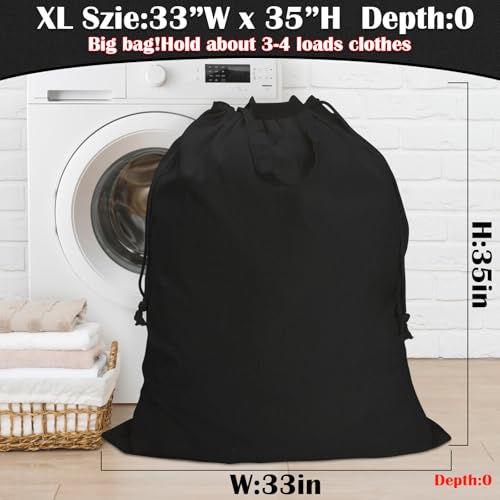 Canvas Laundry Bag 33"Wx 35"H,Extra Large Heavy Duty Hamper Liner, XL Black - color: Black, size: XL 33"W x 35"H┃1 Pack