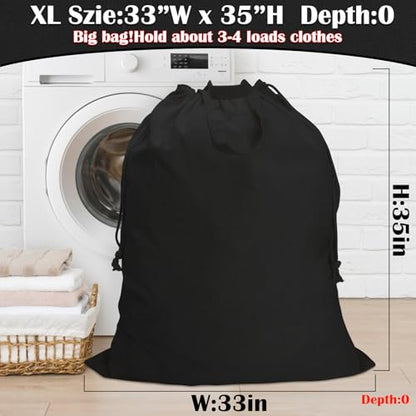 Canvas Laundry Bag 33"Wx 35"H,Extra Large Heavy Duty Hamper Liner, XL Black - color: Black, size: XL 33"W x 35"H┃1 Pack