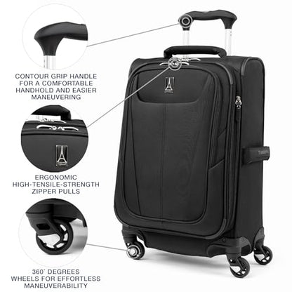 Travelpro Maxlite 5 Softside Carry-On Luggage Spinner, Black, 20-Inch - color: Black, size: Compact Carry-on 20-Inch