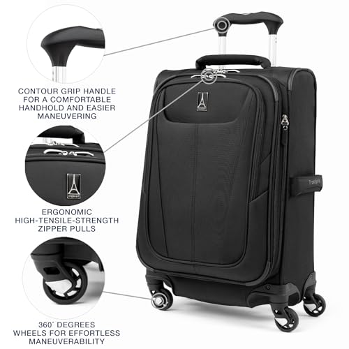 Travelpro Maxlite 5 Softside Carry-On Luggage Spinner, Black, 20-Inch - color: Black, size: Compact Carry-on 20-Inch