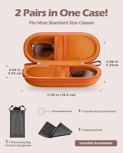 ProCase Hard Double Sunglasses Glasses Case for Men Women -Orange - color: Orange