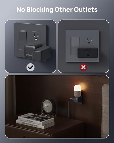 TROND Sideways Outlet Adapter, Multi Plug Wall Outlet with 360 Rotate Plug - color: Black, size: 3 Prong-1 Pack