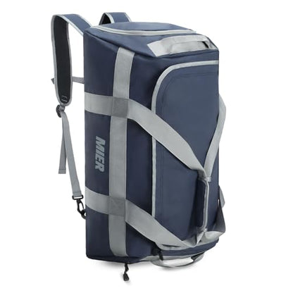 MIER Men's 60L Gym Duffle Bag Large Weekender Travel Duffel Backpack, Blue - color: Blue