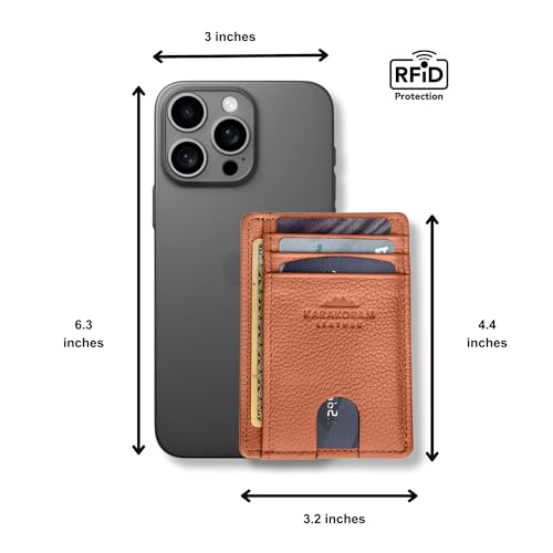 KARAKORAM LEATHER Handcrafted Front Pocket Credit Card Holder with RIFD Blocking | Premium Cowhide | Artisan Made Slim Leather Wallet | Quick Access Thumb Push Slots for Cards and ID (Sandstone Tan) - color: Sandstone Tan