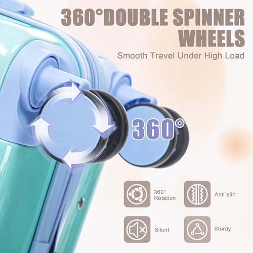 Hardside Luggage, Durable ABS Suitcase with Spinner Wheels Rainbow - color: Rainbow, size: 14/20 Inch
