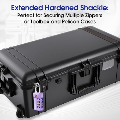 SURE LOCK TSA-Approved 4-Digit Resettable Combination Luggage Lock with Open Alert, Easy-Read Dials - for Luggage, School Lockers, Gym, Office, Toolbox & Security Cases (Purple 2 Pack) - color: PURPLE 2PACK