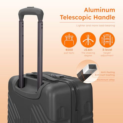 ALPHA CAMP Carry On Luggage 22x14x10 Airline Approved Hardshell - color: Black