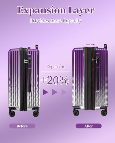 Luggage Sets 2 Piece Expandable Suitcases Set, 20/24Inch - color: GlossyPurple, size: 2-piece(20"/24")