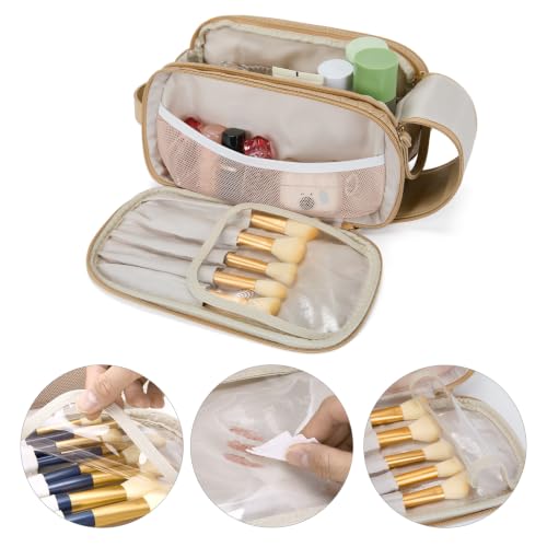 Wrangler Large Makeup Bag Travel Toiletry Bag Portable Cosmetic Bag - color: Carved-Beige