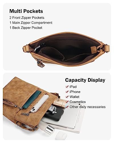 MASINTOR Crossbody Purses for Women, Multi Pocket Crossbody Bag - color: Retro Millet Brown