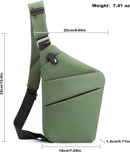 Anti Theft Travel Bag Sling Cross-body Bag Large Capacity - color: Green, style: Left Shoulder