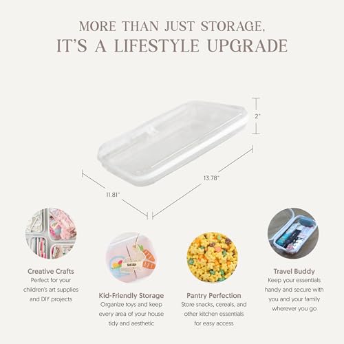 Maple & Lark Bliss Bins - Hard Sided Clear Zipper Case for Storage - Professional-Grade Plastic Clear Zipper Pencil Case, Toiletry Pouch, Travel Organizer, Cosmetic Bag, Toy Storage Bins (2 Pack, L)