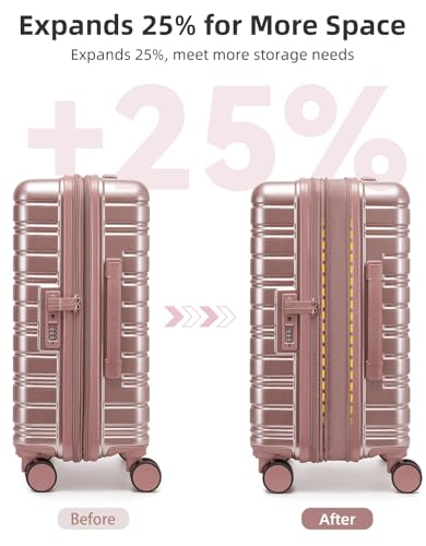 LARVENDER Carry On Luggage 22x14x9 Airline Approved, Suitcases with Wheels - color: Rose Gold 1