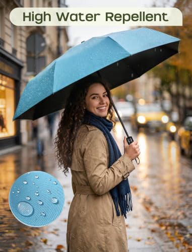 Yoobure Compact Travel Umbrella, Windproof Automatic Folding UV Sun & Rain - color: Blue
