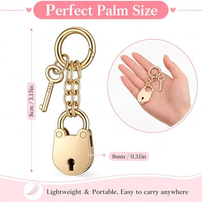 Bears Key Chain, Bear Padlock Bag Charms, Mini Bear Padlock Key Lock Gold Chain Pendant Handbags Fashion Accessories