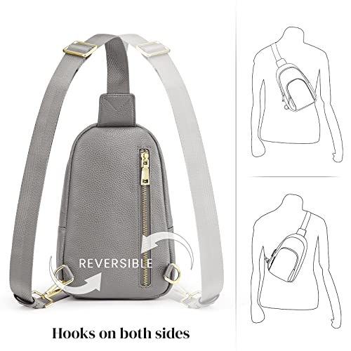 S-ZONE Leather Sling Bag for Women Men RFID Blocking Small Crossbody Purses