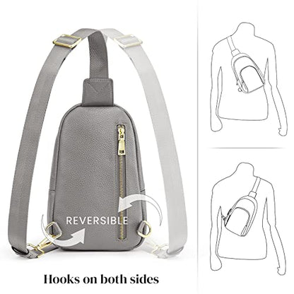S-ZONE Leather Sling Bag for Women Men RFID Blocking Small Crossbody Purses
