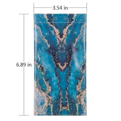 TRIUMPH VISION Eyeglass Case Glasses Case Soft Sunglass Pouch Sleeve 3 Pack - color: Pu Leather Marble White Blue Gold