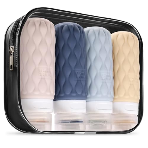 3.4oz Silicone Travel Bottles for Toiletries Refillable Liquid Accessories - color: Muted Cloudy-3.4oz
