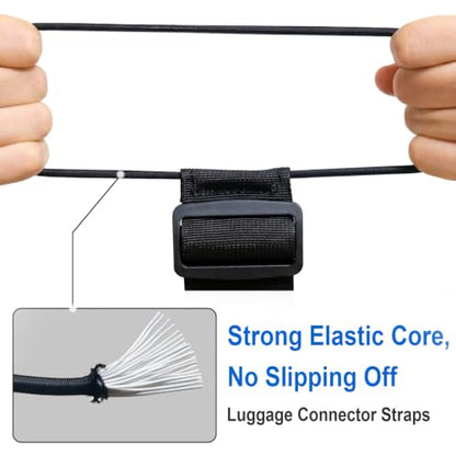 2 Pack Heavy-Duty Adjustable Elastic Luggage Straps for Suitcases, Black