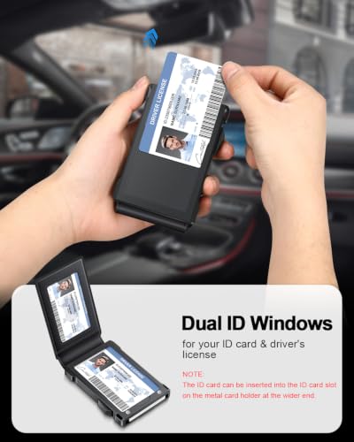 Wallet for Men RFID Wallet with 2 ID Windows & Money Clip, Slim Card Holder - color: Black