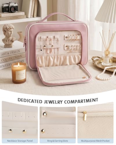 Prite Hanging Toiletry Bag for Women Waterproof Travel Makeup Bag - color: Pink, size: Large