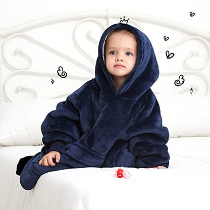 KFUBUO Wearable Blanket Hoodie for Kids With Pocket Toddlers 2-6 Year Old - color: Navy, size: Kids 2-6YR