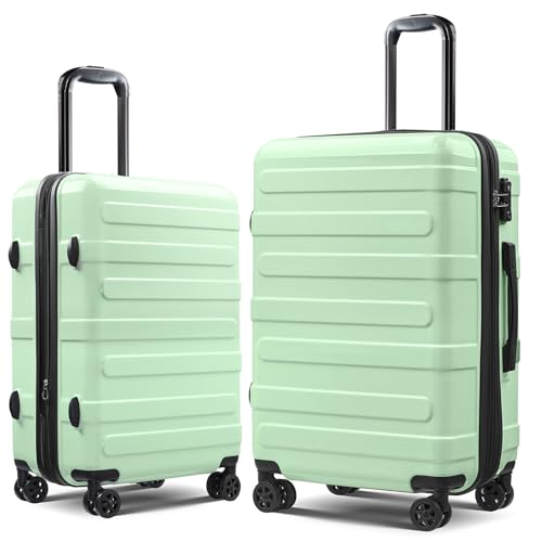Luggage 2 Piece (20in/24in) Expandable Luggage with Spinner Wheels - color: Green Mint, size: 2 Set (20/24In)