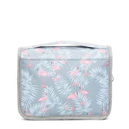 Sechunk Waterproof Travel Toiletry Bags Hanging Multi-function Cosmetic Bag Makeup Bag for Women - color: greyFlamingo