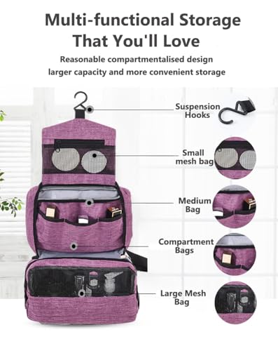 Hanging Toiletry Bag, Purple, Women or Man