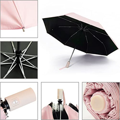SY COMPACT Umbrella Automatic Travel Waterproof Light Folding Umbrellas Easy Carry for Women and Men - color: Pink