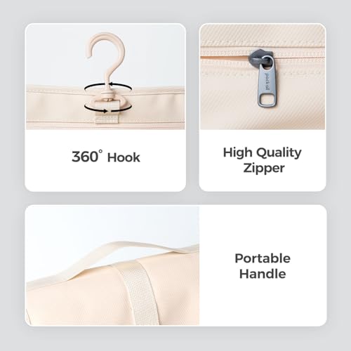 pack all Hanging Travel Toiletry Bag, Compact Size, Coated Knitted Fabric - color: Beige