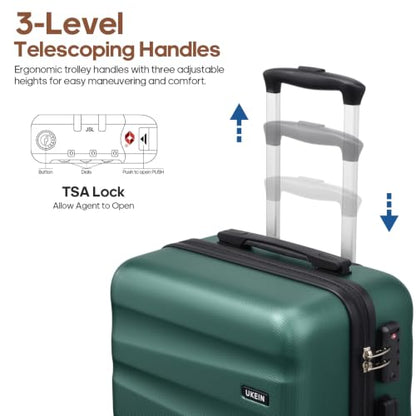 UKEIN Luggage Set with Backpack,Hardshell Carry On Luggage Airline Approved - color: Dark Green
